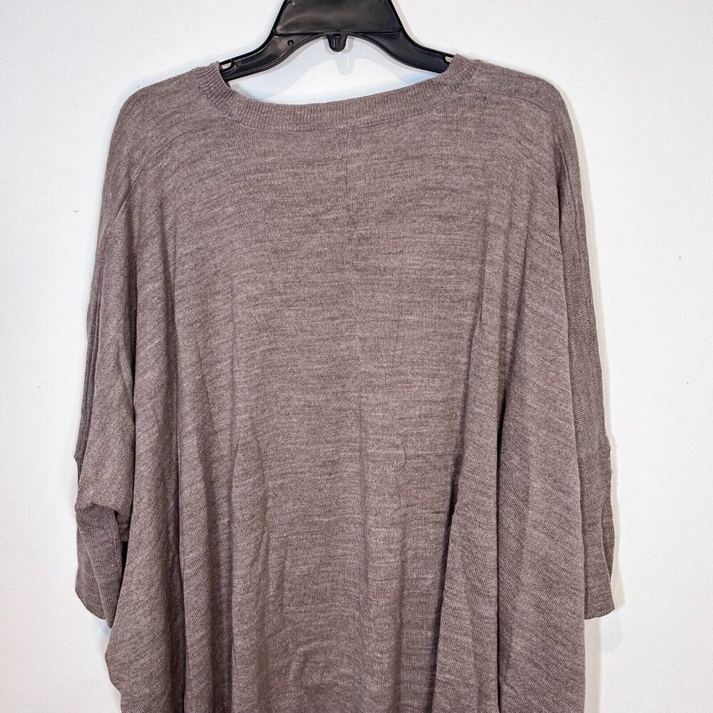 A New Day Sweater Brown V Neck Batwing Sleeve Pullover Poncho‎ Cape One Size - Picture 4 of 11